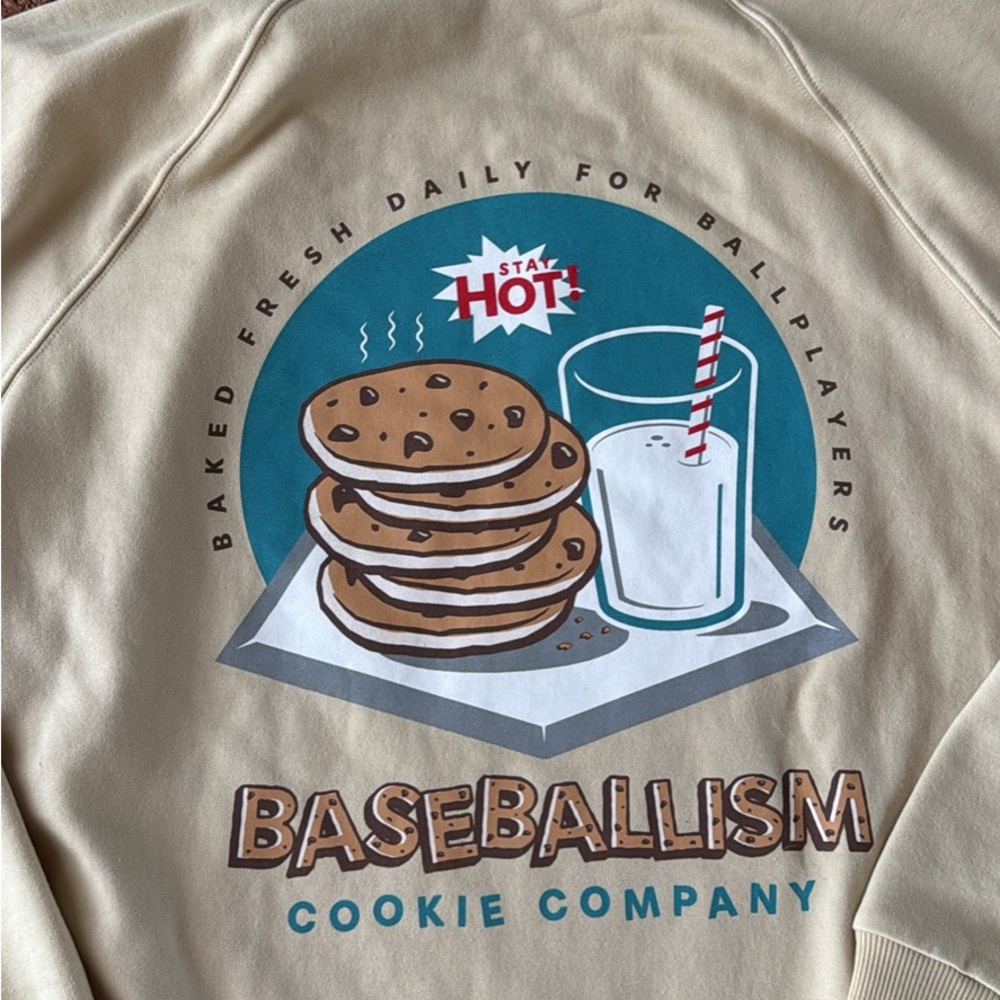 Baseballism Cookies and Milk Hoodie Cream with Teal & Brown